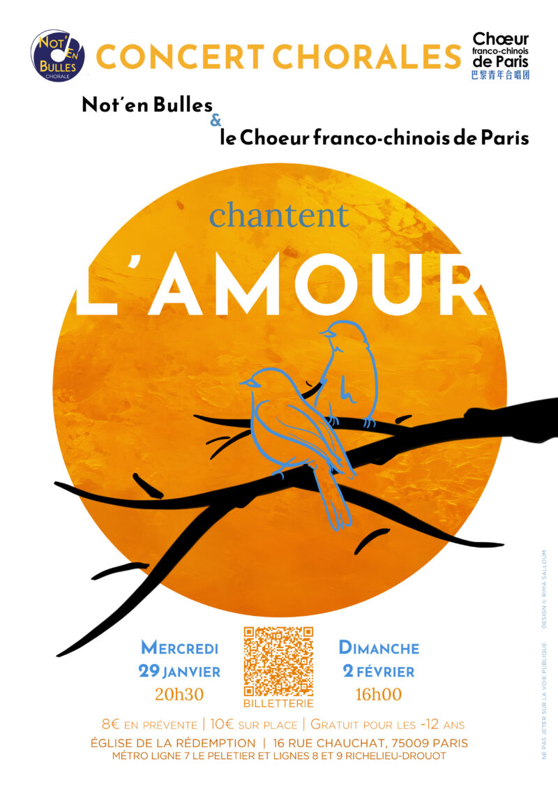 Concert chorales sur le thème de l’Amour le 29 janvier et le 2 février 2025